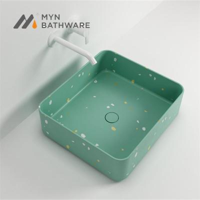 China Unique Design Chaozhou Table Top Designer Bathroom Terrazzo Art Basins For Washing Hand for sale