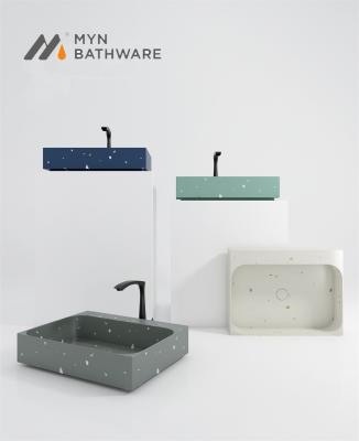 China Unique Design Factory Direct Sale Colorful Countertop Bathroom Terrazzo Wash Hand Basins for sale