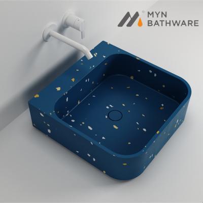 China European Unique Design Style Rectangular Bathroom Table Top Terrazzo Hand Wash Basins for sale