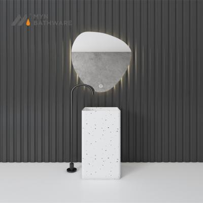 China Unique Custom Color Design Bathroom Sink Rectangular Free Standing Free Standing Sink Terrazzo Floor Sink for sale