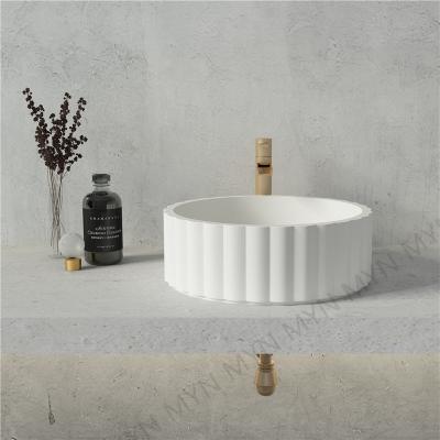 China Rose Unique Decorative Comment Design Basin Round Shape Bathroom Vanity Concrete Sink for sale