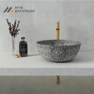 China Unique Color Cement Effect Terrazzo Design Face Basin Bowl Vanity Sink for sale