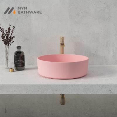 China Unique Design Table Top Round Shape Hotel Art Design Modern Concrete Hand Wash Sink for sale