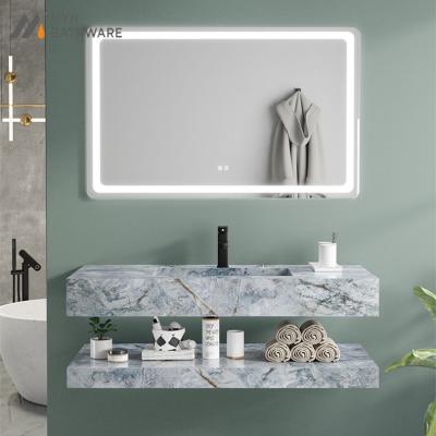 China New Modern Stone Cabinets Bathroom Vanity Vanity Washbasin Sink Light Mirrored Modern Wall Mounted Sink Set for sale