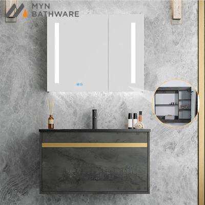 China Modern Hot Selling Cabinet Customized Black Sink Stone Bathroom Vanity Wash Basin Solid Outdoor Cabinet for sale