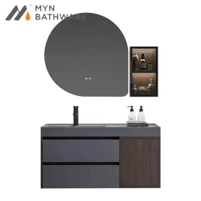 China Modern High Quality Single Basin Bathroom Wall Mount Cabinet Rectangular Vanity Mirror Rectangular Sink For Home Furniture for sale