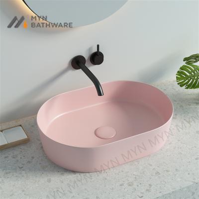 China Unique Professional Ceramic Basin Table Top Matte Colors Bathroom Lavatory Vanity Manufacturing Design Sink for sale