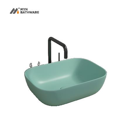 China Unique Design High Quality Ceramic Color Glazed Sink Above Counter Bathroom Hand Sink for sale