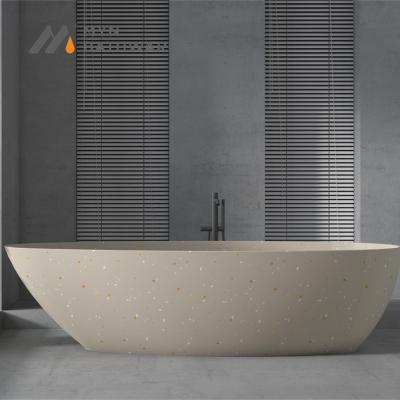 China Unique Design High Quality Modern Bathroom Terrazzo Floor Solid Outdoor Free Standing Bathroom Tub for sale