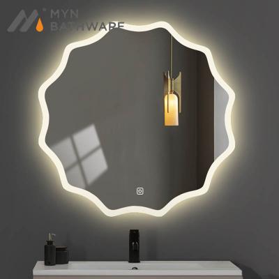 China Minimalist Smart Bathroom Wall Mounted Led Mirror Sensor Touch With Time And Temperature Display for sale