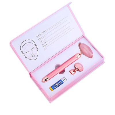 China New Face Lift Fashion Jade Roller Massager 2 Heads Rose And Green Gem Beauty Massager Device With Box for sale