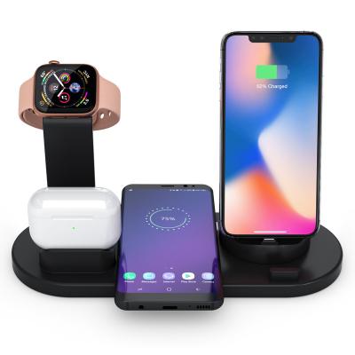 China 4 in 1 wireless charger in use wireless charging station products 2021 best selling 4 in 1 dock charging station wireless charging stand with 4 port USB for sale