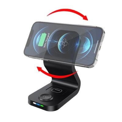 China Magnetic wireless charger for iphone 12 and iphone 11 etc strong magnetic adsorption 3 in 1 fast wireless charger for apple watch for sale