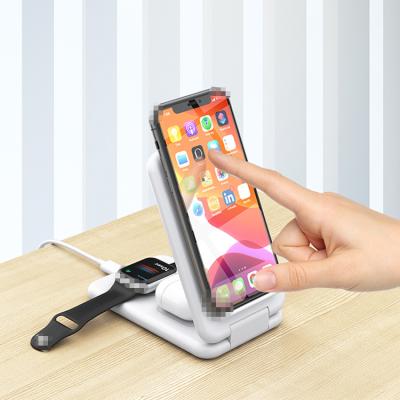 China 3 in 1 Portable Fast Wireless Earphone Wireless Headset Smart Watch Charger Charging Station 3In1 Charging Stand for sale