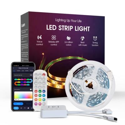 China Home Decoration or Landscape Lighting Tuya Latest App BLE Connectivity Segmented Control Dreamy Rainbow Color RGBIC LED Strip Light for sale