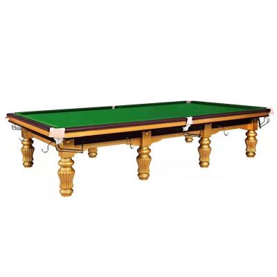 China Luxury International Size 12Ft Steel Cushion And Solid Wood Snooker Pool Table With Slate Top for sale