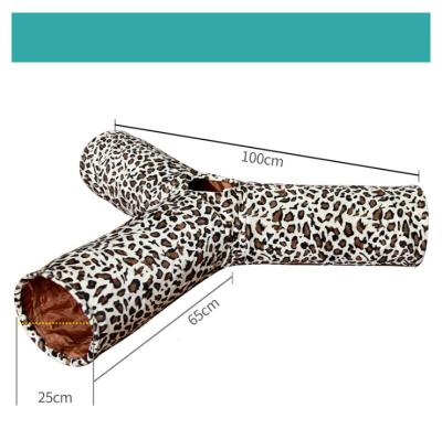 China Cat Tunnel Leopard Cat Tunnel Folding Viable 3 Way Toys for Cat Pet Supplies Catnip Toys Small Stocked Animals for sale