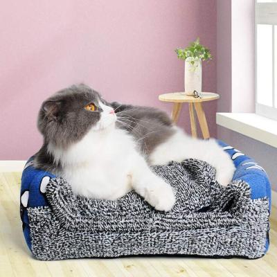 China New Style Rectangle Breathable Wholesale Plaid Canvas Pet Beds Soft Cheap Dog Bed House for sale