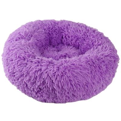 China Viable Dog Kennel Beds Houses Long Soft Plush Donut Around Cat Cushion Soft Tent Dog Bed Anti-Slip Plush Machine Washable for sale