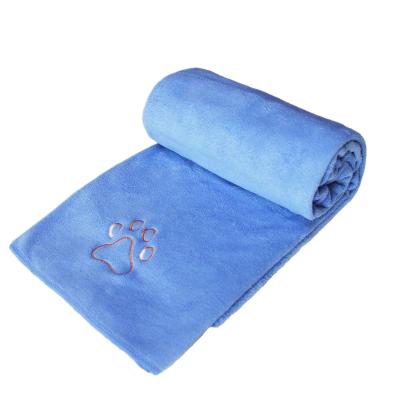 China Custom Personal Super Soft Absorbent Paw Stocked Embroidered Microfiber Pet Towels for sale