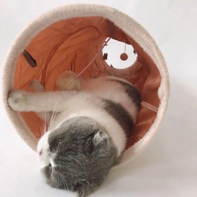 China Supplier Viable Indoor Outdoor Short Plush Collapsible Pet Cat Tunnel Toys for sale