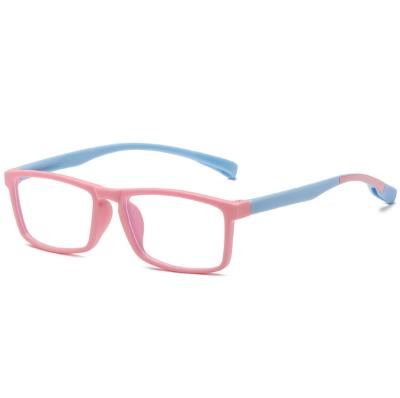 China Fashion Child's Blue Flexible Silica Gel UV400 Anti Ray Square Silica Gel Frame Purple Myopic Glasses 1673 for sale