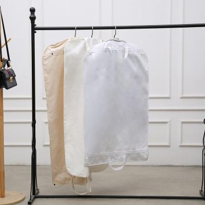 China Garment Dust Cover Bag Suit Bags Polyester Custom Cotton Clothes Storage Cover Bag, White Color Wedding Dress Dustproof Garment Bag for sale