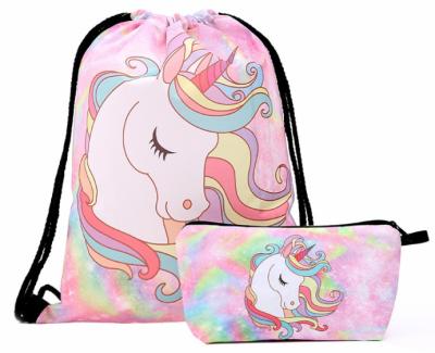 China Drwastring Unicorn Drawstring Bag Cosmetic Bag Set, Gift Bag Set For Kids, Party for sale