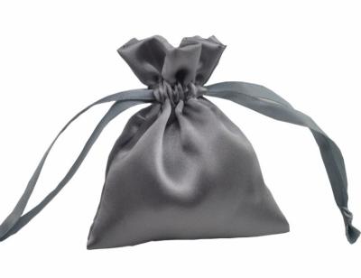 China High Quality Drawstring Gray Satin Drawstring Bag Silk Jewelry Pouch Green Satin Gift Bag for sale