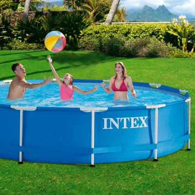 China Customized Swimming Pools INTEX Metal Frame Easy Inflatable Over Ground Swimming Pool Family Pool for sale