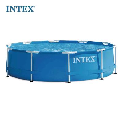 China Customized Intex 28200 Portable Round Inflatable Pools Outdoor Pools Swim Intex Pump Ladder Metal Frame Pool for sale