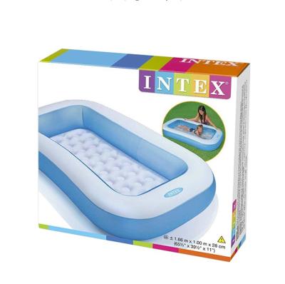 China Intex 57403 PVC Floor Soft Inflatable Baby Swimming Pool Kids Rectangle Mini Plastic Swimming Pool for sale