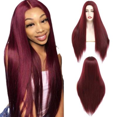 China Wholesale High Quality Natural Hd 99j Lace Front Human Hair Red Wigs For Women Color Straight Wigs 130%or 150%delivery for sale