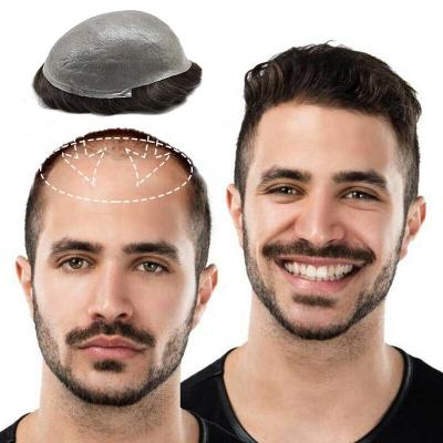 China Direct Factory Price Wholesale Cheap Full Pu Skin Base Toupee 0.03-0.06mm Thin Skin Male Toupees 100%Indian Hair for Men for sale