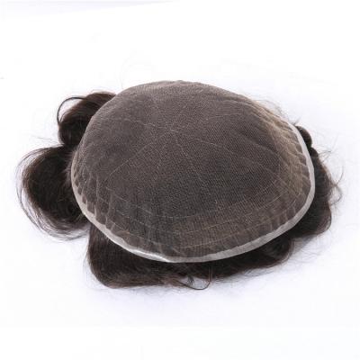 China HD Full Swiss Lace Hairline Bleached Brazilian Human Hair Replacement Men Toupee à venda