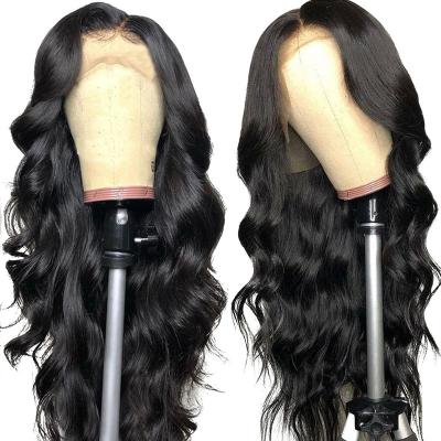 China 13*4 Body Wave Glueless Swiss Lace Frontal Wig Raw Indian Human Hair Free Lace Wig Samples Real Virgin Body Wave Lace Front Wig à venda