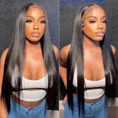 Chine 180%Wholesale Lace Closure Wig Vendors,Raw Cuticle Aligned Wig HD Lace Closure, Natural Straight Braided Human Hair 4x4 lace Wig à vendre