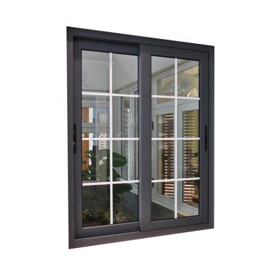 China Magnetic Screen Aluminum Sliding Windows With Security Grille for sale