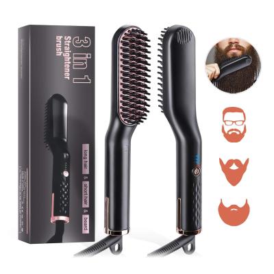 China Heat Responsible Adjustable Settings Men Hair Mini Beard Straightener With Teeth for sale