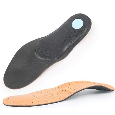 China Soft Sweat Breathable Leather Arch Support Insoles Mens Womens Shoes Sports Shock Comfortable Spring Insoles for sale