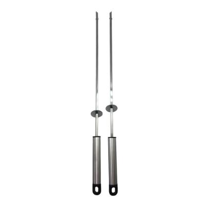 China Easily Cleaned Set Of 2 Stainless Steel BBQ Metal Skewers With Handle for sale