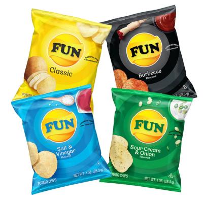 China Custom Printed Back Seal Bag Moisture Proof Heat Sealing Potato Chips Foil Potato Chips Snack Bags for sale