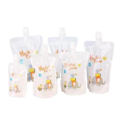 China Plastic Recyclable Custom Stand Up Party Drink Bags Zipper Clear Juice Drink Bags Suction Spout for sale