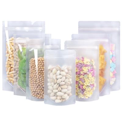 China Factory Custom Matte Zipper Moisture Proof Thickened Bone Bags Transparent Self Standing Self Sealing Bags Nut Candy Food Sealed Bags for sale