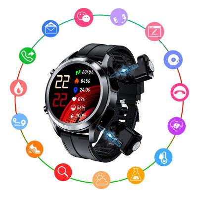 China 2021 New Arrivals LED Digital Display Earbuds 2 in 1 Tooth Headphones Music Monitoring Health Monitor Wireless Blue Smart Watch for sale