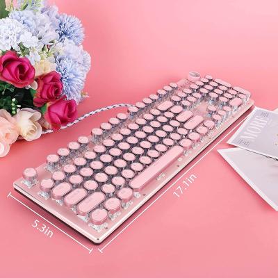 China Plug & Play Mechanical Gaming Keyboard Punk Round Keycap Retro Backlit USB Wired Retro Mechanical Keyboard Gaming Keyboard for sale