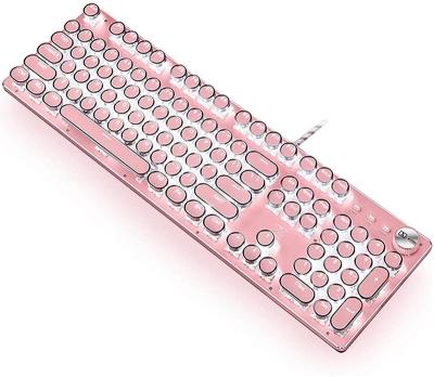 China Plug & Play Real Retro Cute Pink Mechanical Keyboard Green Girl Punk Around Wired Typewriter Keyboard By Chocolate Desktop Game Master Game for sale