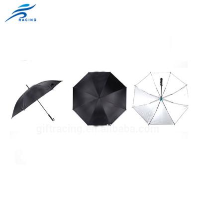 China Minimalist Straight Black Color Silver Coat UV Protect Umbrella for sale