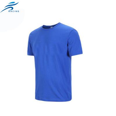 China Dark Blue 50% Cotton 50% Round Neck Anti Shrink 180g Polyester Material T Shirts For Men for sale