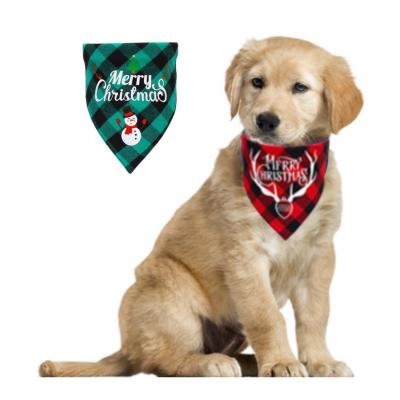 China Red and Black New Product DETACHED Pet Plaid Triangle Scarf Christmas Saliva Pet Towel Saliva Towel For Dog for sale